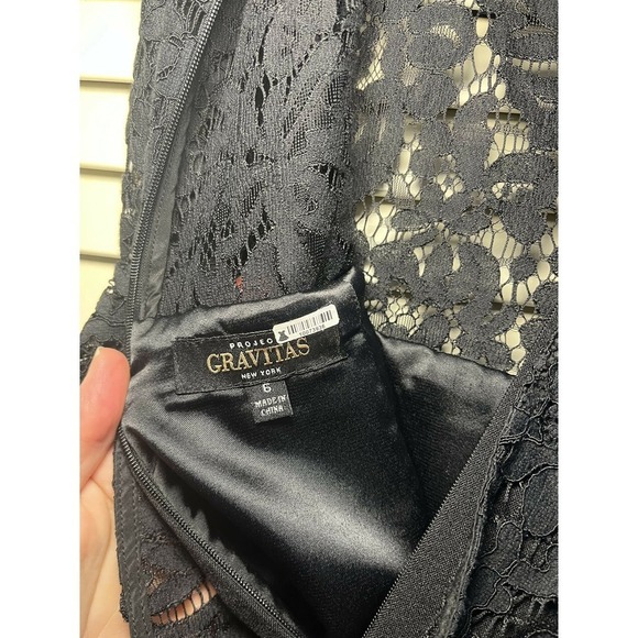 Project Gravitas Cap Sleeve Lace Peplum Sheath Knee Length Midi Dress Black - 6 - Picture 7 of 7